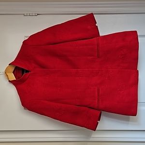 LOUIS FERAUD - ruby red silk cotton butterfly flor